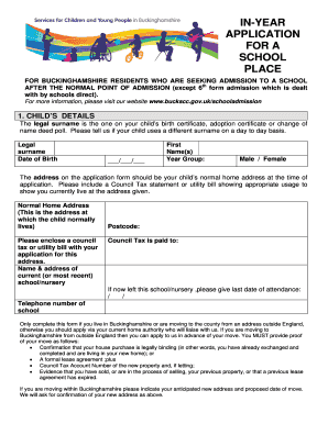 Buckinghamshire School Admission Application