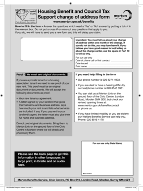 Housing Benefit Change of Address Form