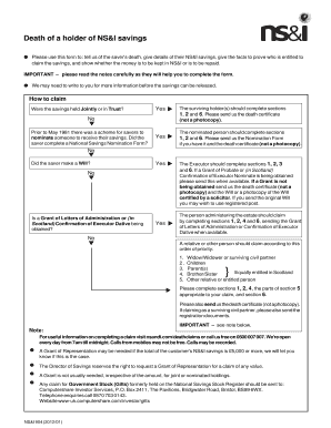 UK NS&I Death Claim Form
