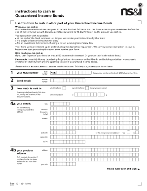 Guaranteed Income Bonds Cash-In Form