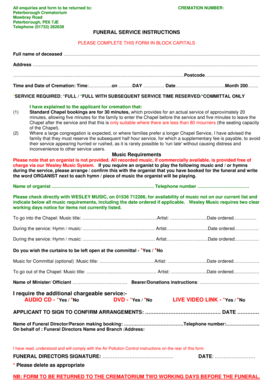 UK Cremation Service Instructions
