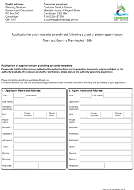 UK Non-Material Amendment Planning Application