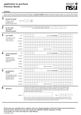 Premium Bonds Application Form