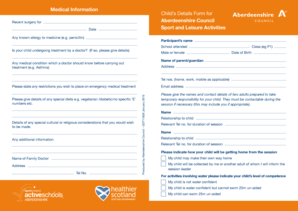 Child’s Details Form for Recent Surgery
