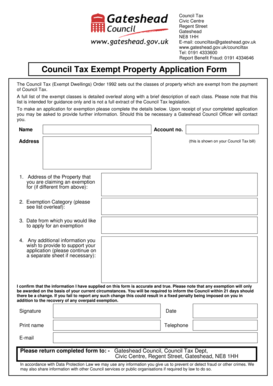 Council Tax Exempt Property Application Form