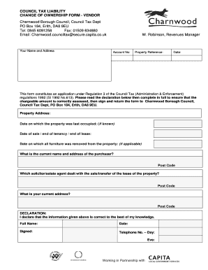 Council Tax Liability Change of Ownership Form