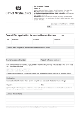Council Tax Application for Second Home Discount