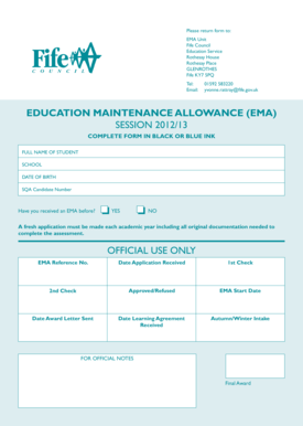 Education Maintenance Allowance Application Form
