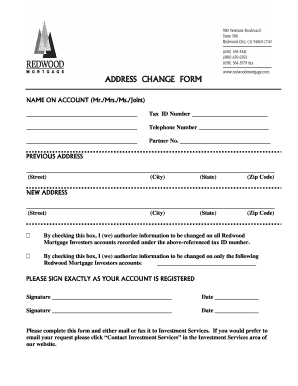 ADDRESS CHANGE FORM - Redwood Mortgage