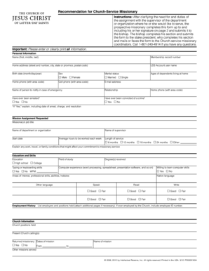 Church-Service Missionary Recommendation Form