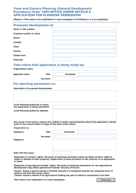 UK Planning Permission Application Notice
