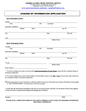 American Red Cross Change of Information Application