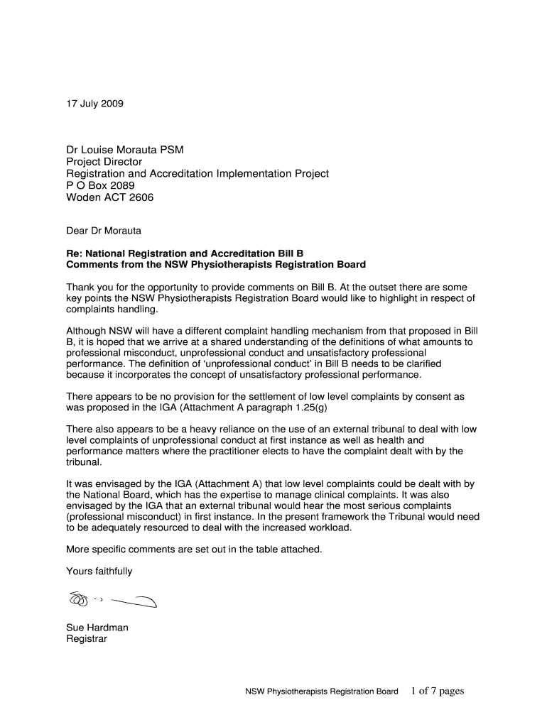 National Registration and Accreditation Bill B Comments Preview on Page 1