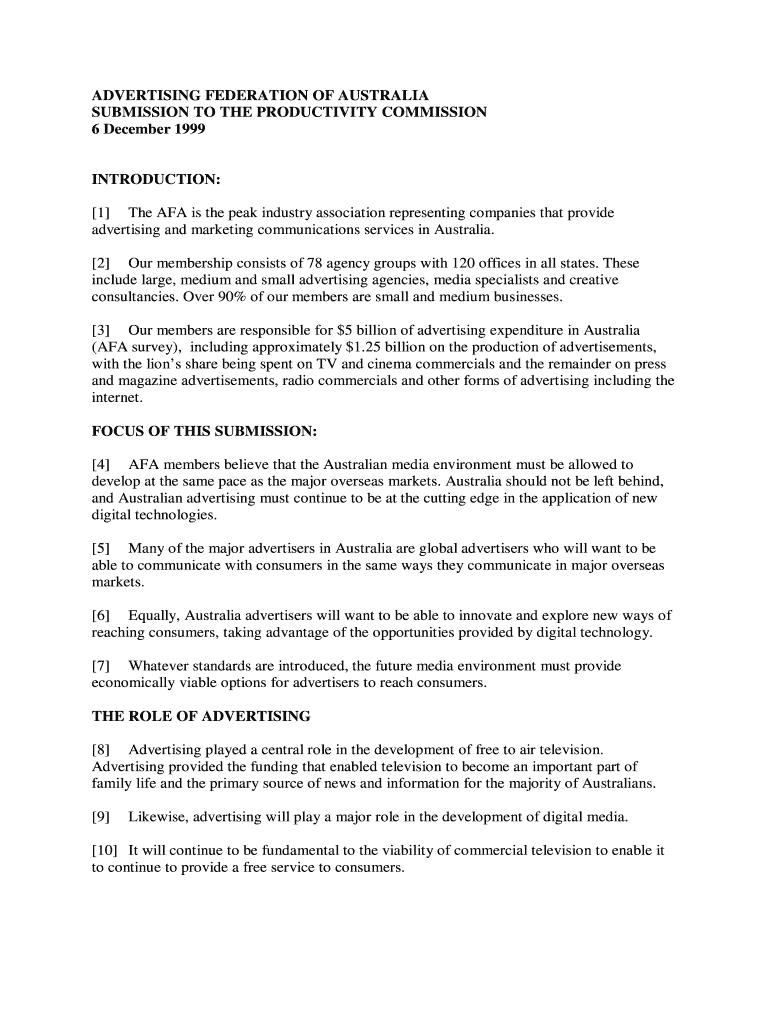 subdr229 advertising fed of aust doc - pc gov Preview on Page 1