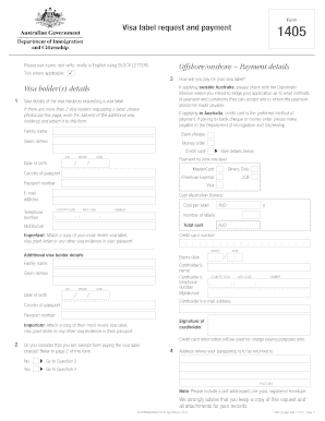 form 1405 visa label