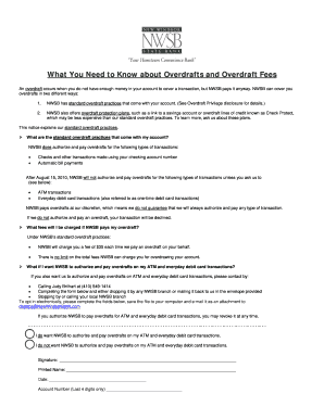 NWSB Overdraft Authorization Form