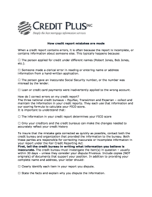 Credit Report Errors and the Dispute Process - Credit Plus