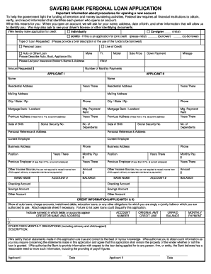 savers bank l9oan application form