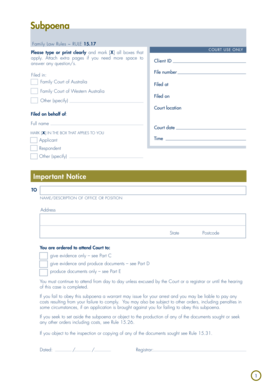 Family Court Subpoena Form