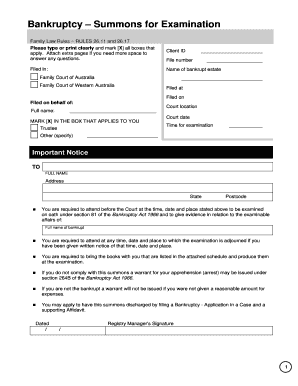 Bankruptcy Summons for Examination