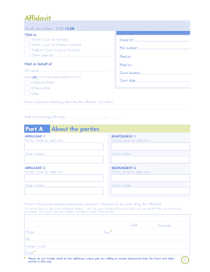 Family information sheet template - australia affidavit form family