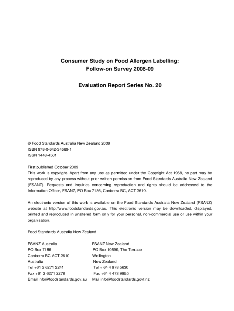 Consumer study on food allergen labelling : follow-on survey Preview on Page 1