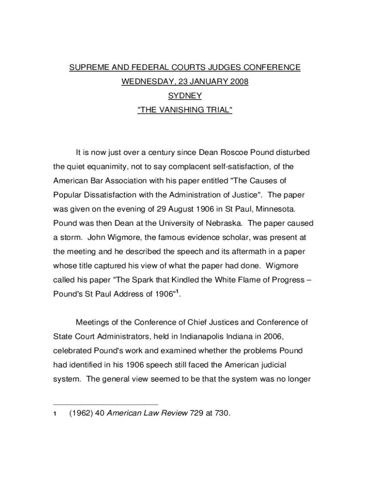 "The Vanishing Trial", Supreme and Federal Courts Judges Preview on Page 1