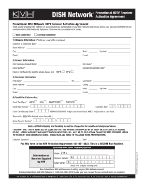 DISH Network HDTV Receiver Activation Agreement