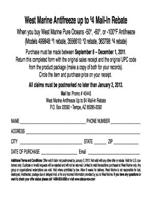 West Marine Antifreeze Rebate Form
