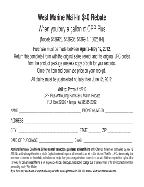 West Marine CPP Plus $40 Rebate Form