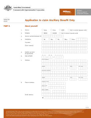 MAC05 Application to Claim Ancillary Benefit Only