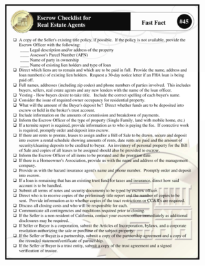 Escrow Checklist for Real Estate Agents