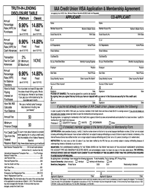 IAA Credit Union VISA Application & Membership Agreement