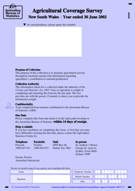 Agricultural Coverage Survey Form