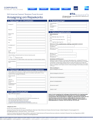 SAS American Express Business Travel Account Application
