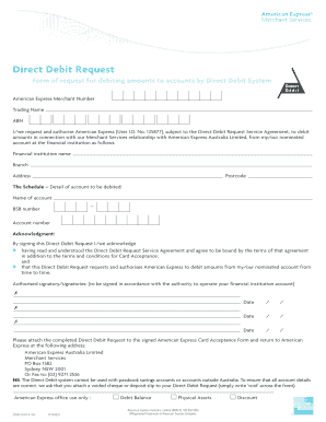 American Express Direct Debit Request Form