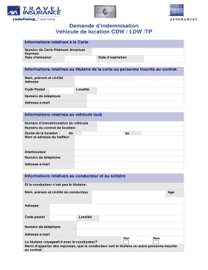 Demande d’indemnisation Véhicule de location CDW / LDW /TP