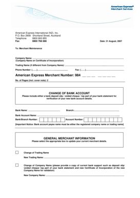 American Express Merchant Change Form