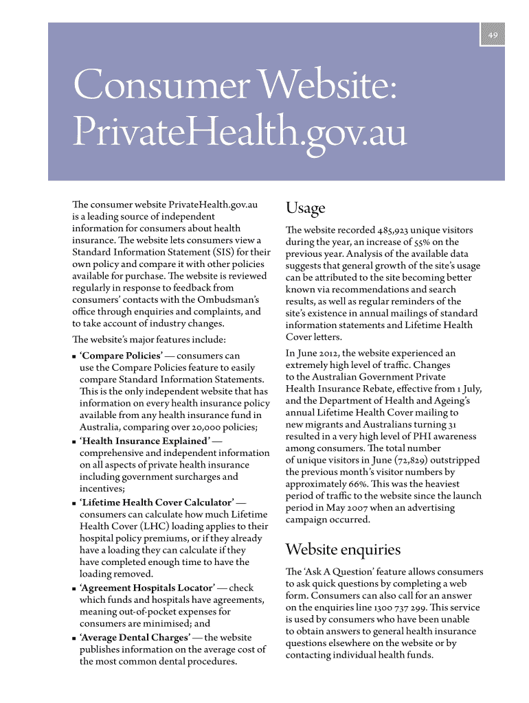 Consumer Website PrivateHealth Preview on Page 1