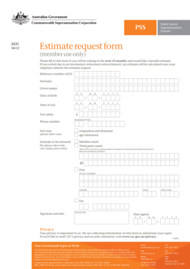 Superannuation Benefit Estimate Request Form