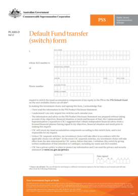 PSS Default Fund Transfer Form