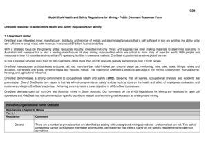 Model Work Health and Safety Regulations for Mining - Public Comment Response Form