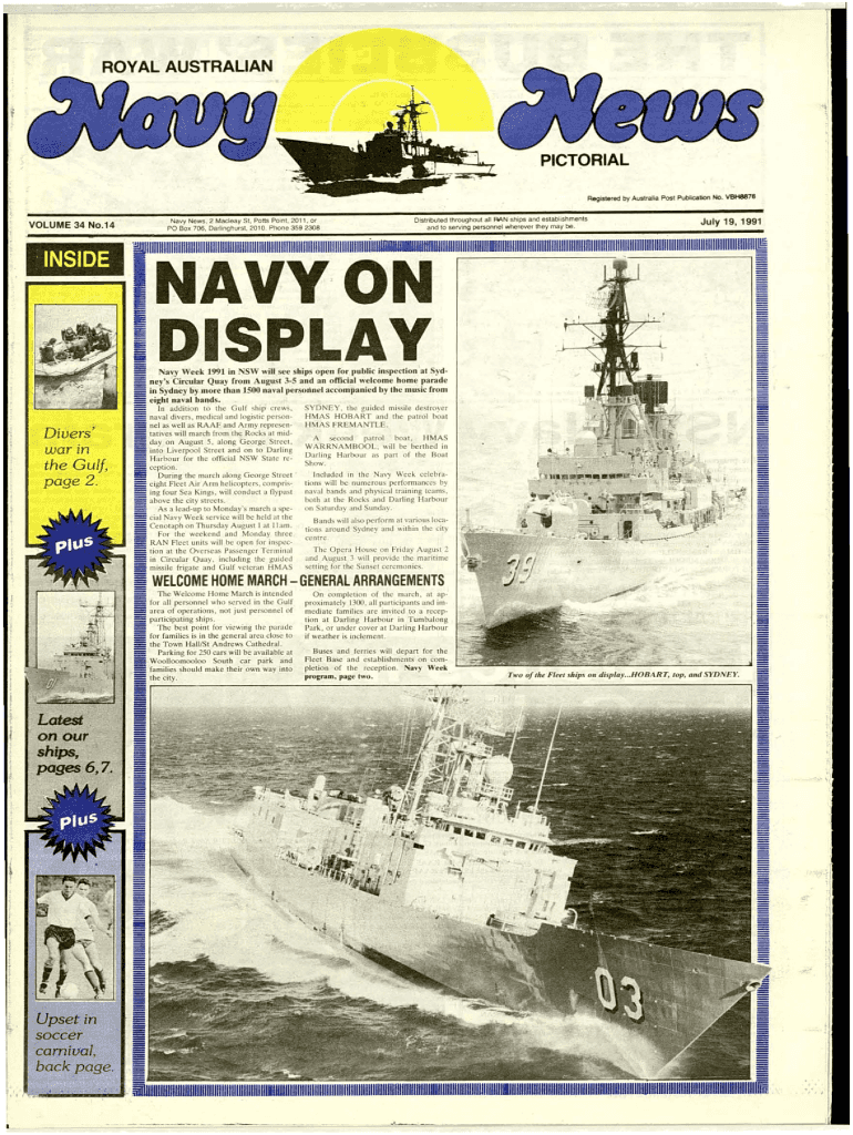 Nary Week 1991 in NSW will see s hips o pen (or public inspection at Syd Preview on Page 1