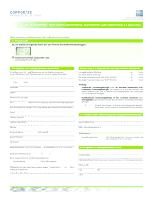 EINZELKARTENANTRAG AMERICAN EXPRESS® CORPORATE CARD (INDIVIDUELLE ZAHLUNG)