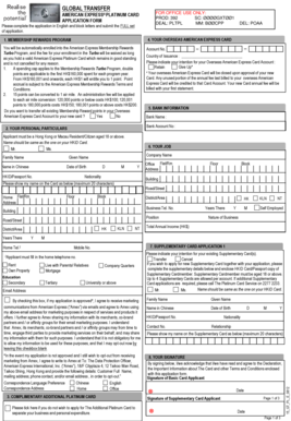 American Express Platinum Card Application Form