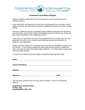 E-Statement Cancellation Request Form