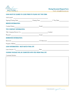 Closing Document Request Form