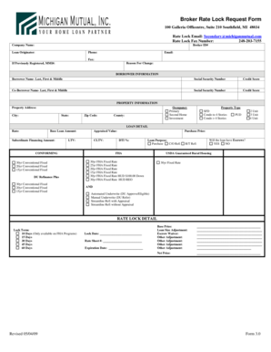 Broker Rate Lock Request Form