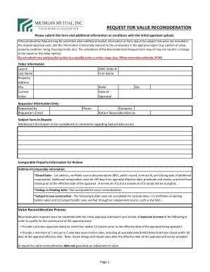 Request For Value Reconsideration Form
