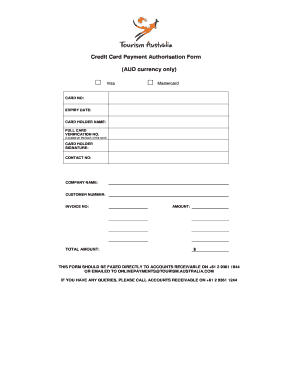 Credit Card Payment Authorisation Form